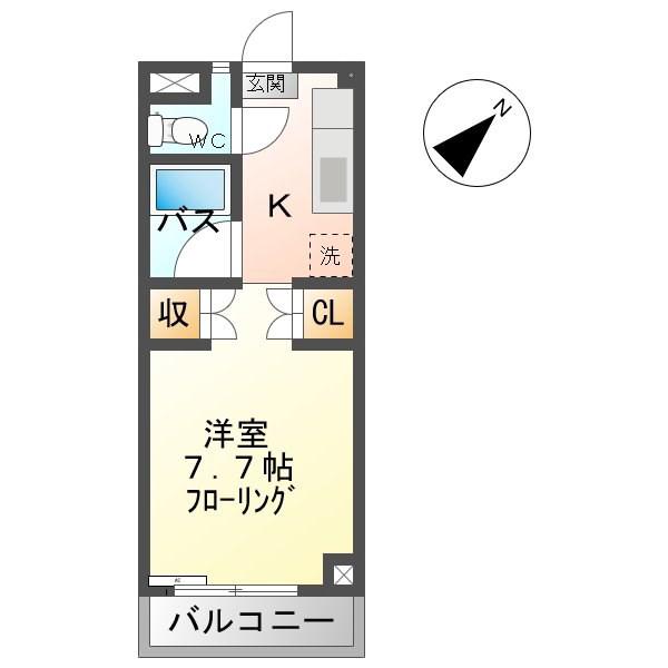 ロックヒルズ(1K/1階)の間取り写真