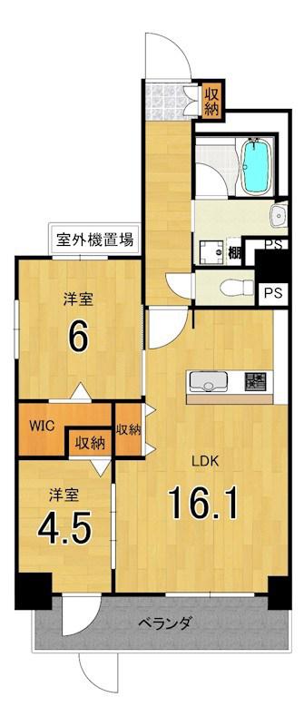 アライズ西院(2LDK/2階)の間取り写真
