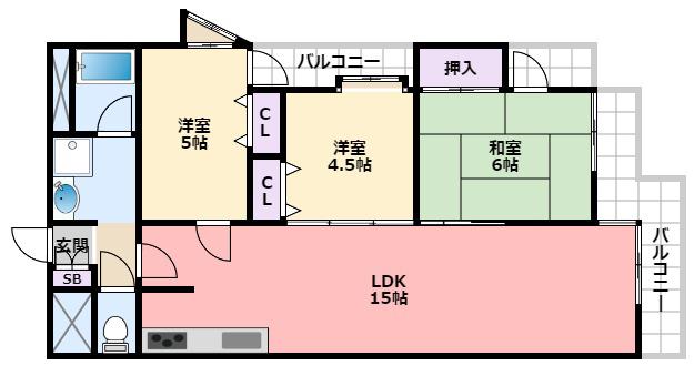 NEOダイキョー甲子園II(3LDK/13階)の間取り写真