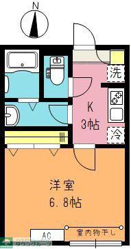 ツルテラス(1K/1階)の間取り写真