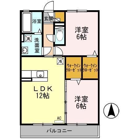 セレッソ花楯88(2LDK/2階)の間取り写真