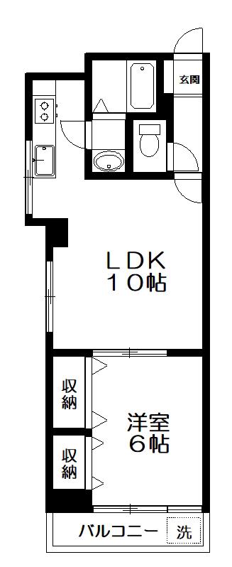 浅賀マンション(1LDK/3階)の間取り写真
