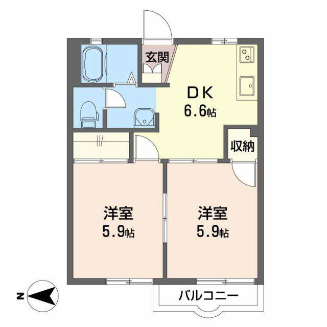 グリーンヒルズ(2DK/1階)の間取り写真