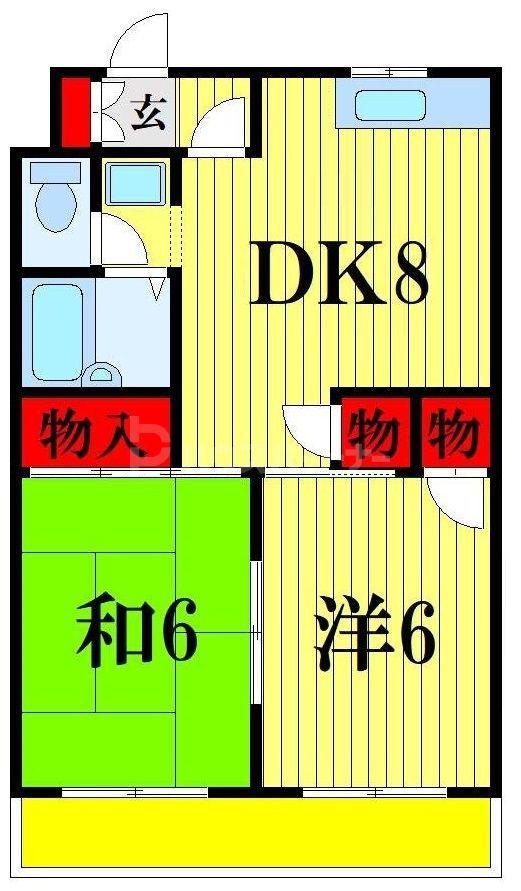 フラワー館(2DK/1階)の間取り写真