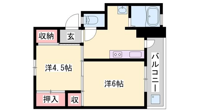 ビレッジハウス小坂(2K/3階)の間取り写真