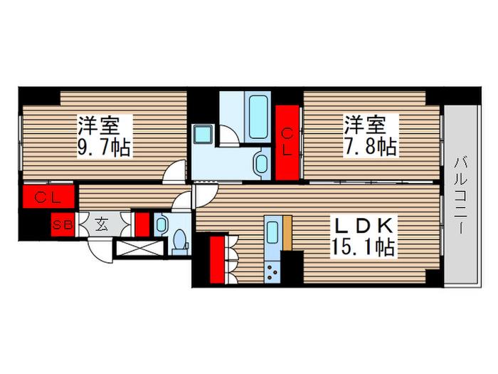 TSGARDEN北柏1号棟(2LDK/2階)の間取り写真