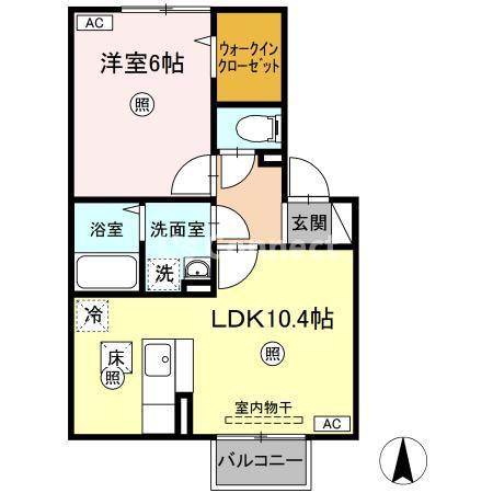 エクセルシオールパーク B(1LDK/2階)の間取り写真
