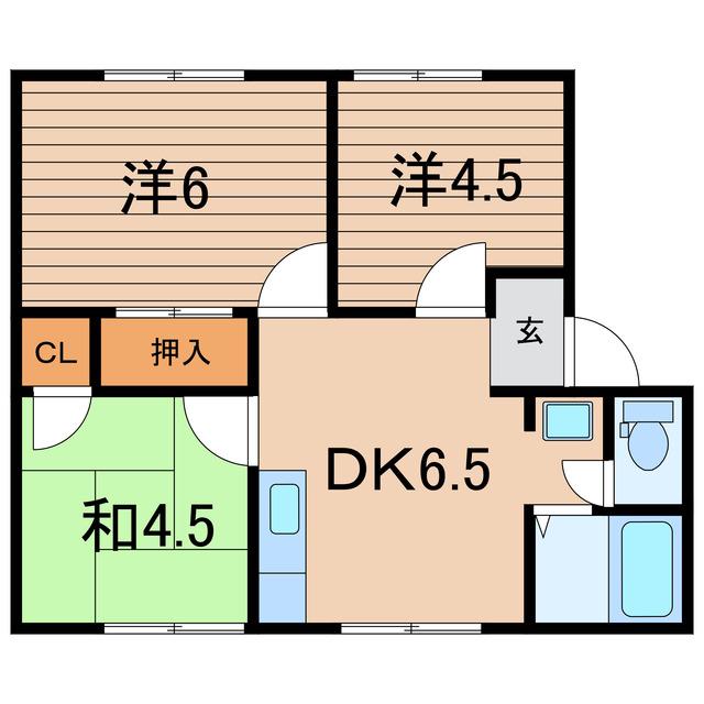 コーポサンピアB棟(3DK/1階)の間取り写真
