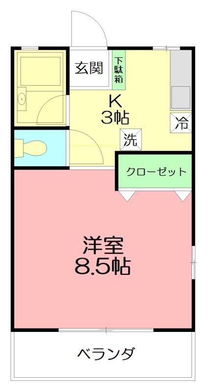 エスポワール平井(1K/1階)の間取り写真
