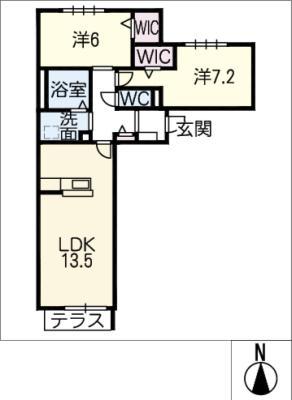 ポルトボナール イースト(2LDK/1階)の間取り写真