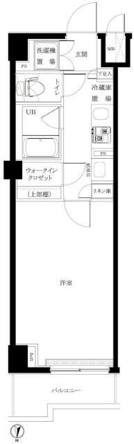 ルーブル大鳥居伍番館(1K/4階)の間取り写真