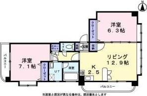メープル円山(2LDK/10階)の間取り写真