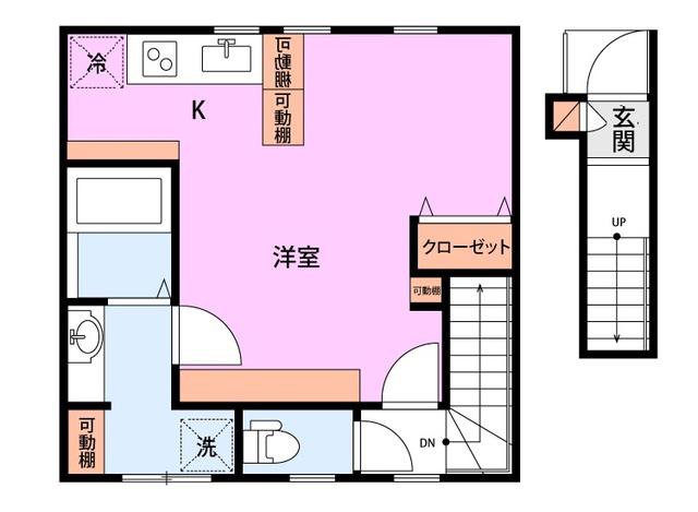 COMMON東明B棟(ワンルーム/2階)の間取り写真