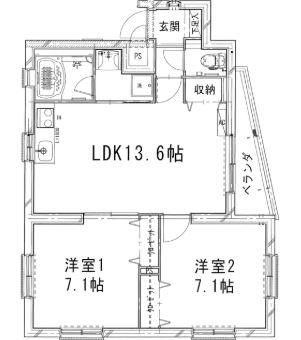 ウイング横浜(2LDK/5階)の間取り写真