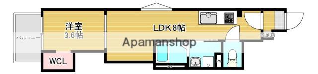 CRECIA周船寺(1LDK/3階)の間取り写真
