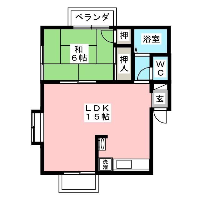 お鷹の道コーポ(1LDK/2階)の間取り写真