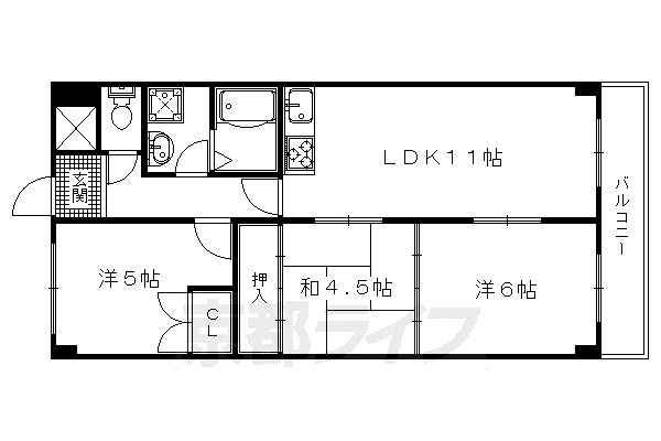 ノースウェーブ北山(3LDK/2階)の間取り写真