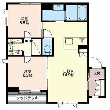 カーサ サンフェリーチェ(2LDK/1階)の間取り写真