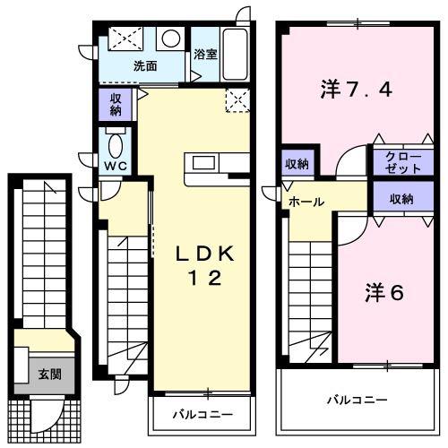 ピアッツァセルカ(2LDK/2階)の間取り写真