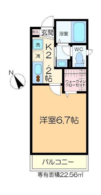 フレスタ四ツ木(1K/2階)の間取り写真