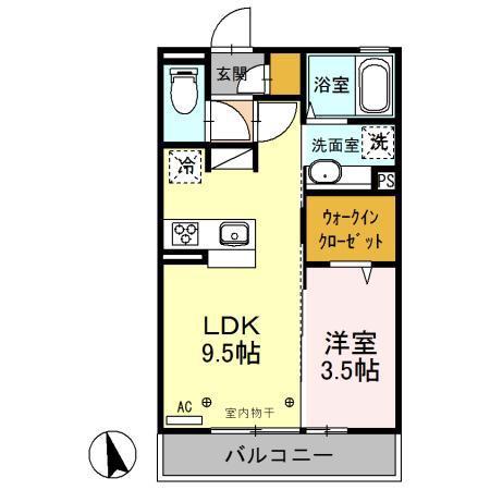 レセンテ プライム(1LDK/2階)の間取り写真