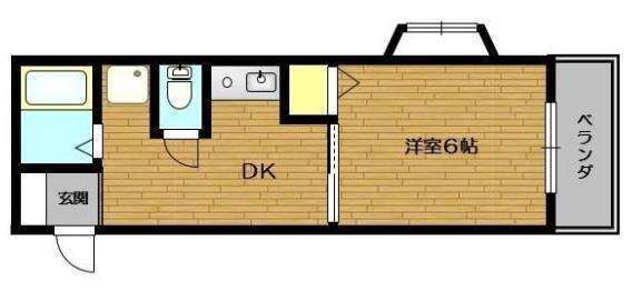 クリスタルハイツ青柳(1DK/3階)の間取り写真