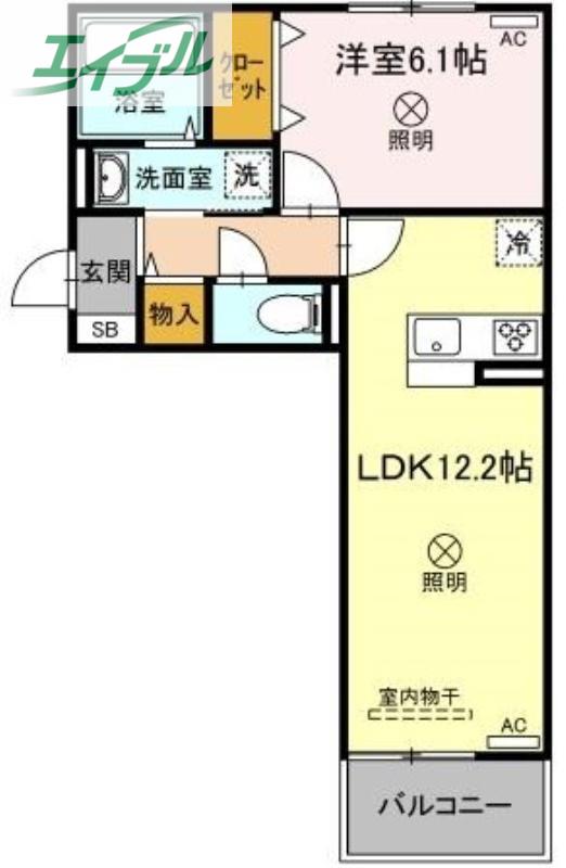 メセタ B棟(1LDK/2階)の間取り写真