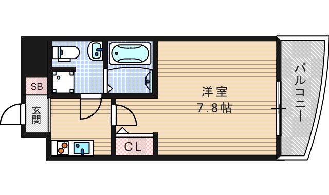 ラシーヌ日本橋(1K/2階)の間取り写真