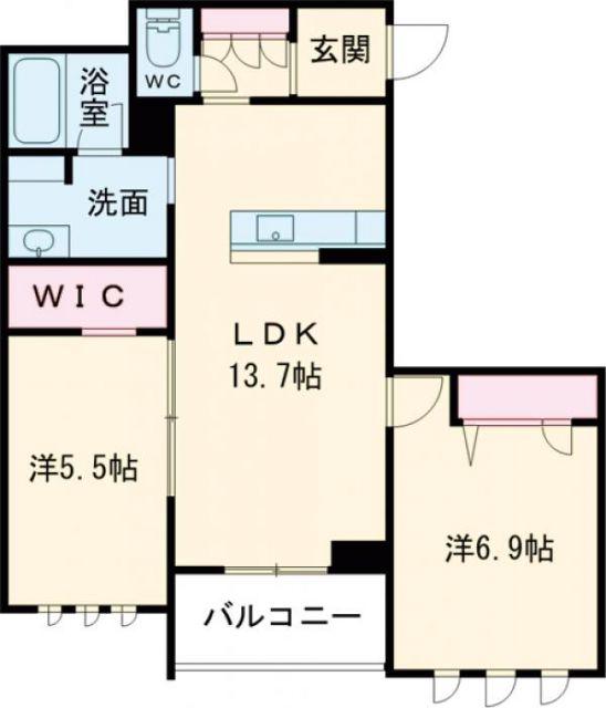 RICCO藤崎宮(2LDK/3階)の間取り写真