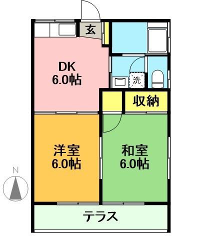 みのりハイム(2DK/1階)の間取り写真