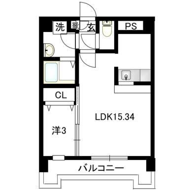 ポラリス北山(1LDK/2階)の間取り写真