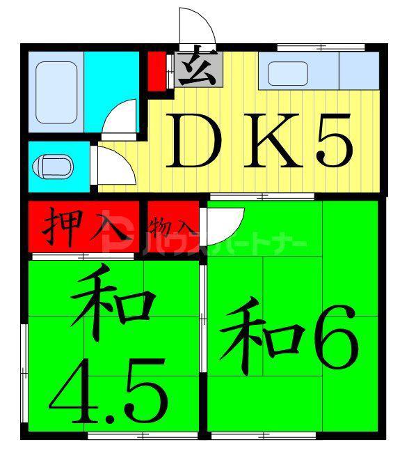 大内荘(2DK/2階)の間取り写真