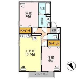リビングタウン下地 F(2LDK/2階)の間取り写真