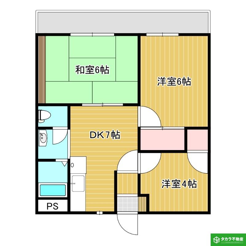 渡辺コーポ(3DK/5階)の間取り写真