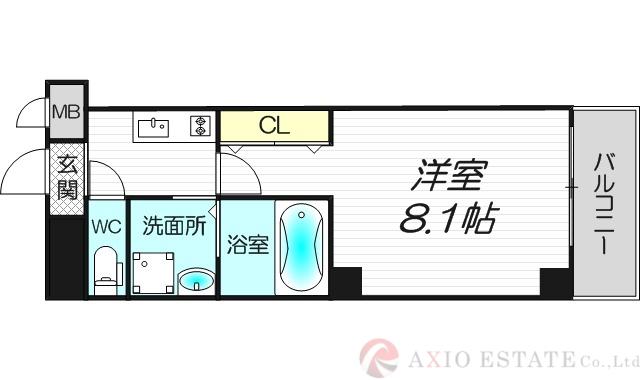 ルミエナ東三国(1K/6階)の間取り写真