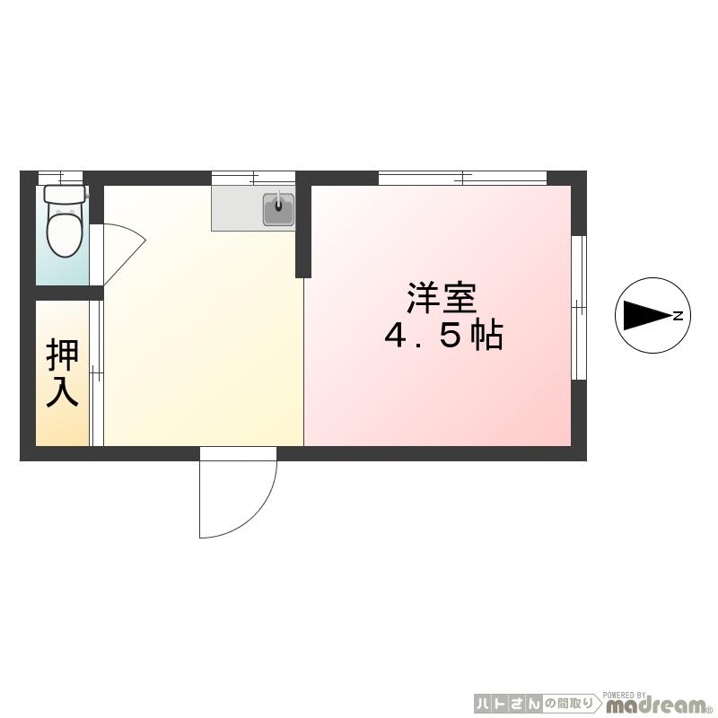 鬼澤荘(ワンルーム/2階)の間取り写真