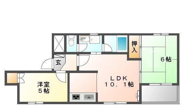 コーポラスYUTAKA(2LDK/2階)の間取り写真