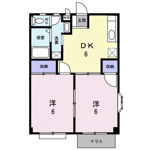 一号線ハイツ(2DK/1階)の間取り写真
