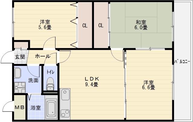 サンウォークⅡ(3LDK/1階)の間取り写真