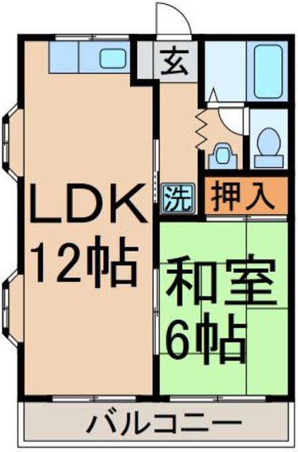 ハイム松原(1LDK/2階)の間取り写真