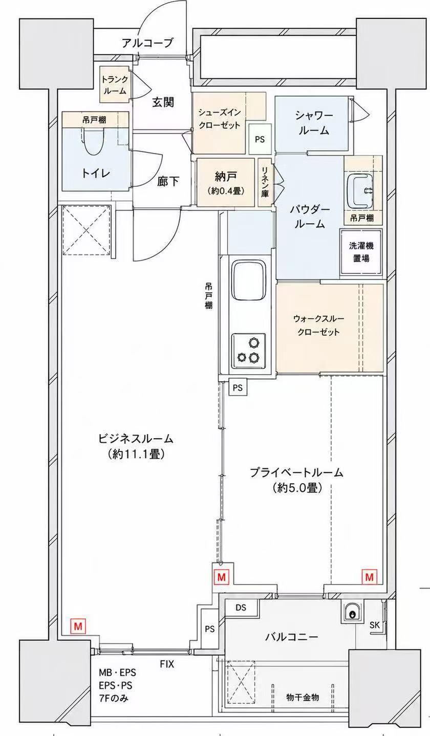 DEUX TOURS CANAL&SPA-ドゥ トゥール-(1LDK/48階)の間取り写真