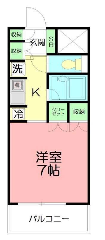 厚木アザレアビル(1K/5階)の間取り写真