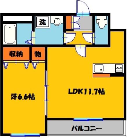 リノ・スパロウ(1LDK/2階)の間取り写真