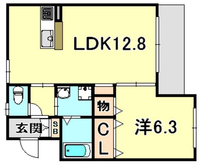 サニーウエル(1LDK/3階)の間取り写真
