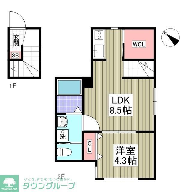 ヒルサイド西が丘(1K/2階)の間取り写真