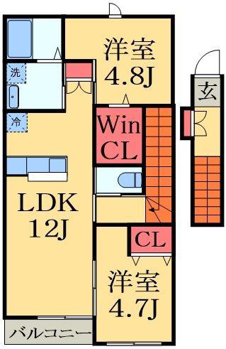 リバテンハイツ(2LDK/2階)の間取り写真