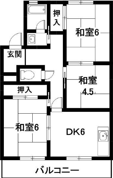 アイワコーポ(2LDK/3階)の間取り写真