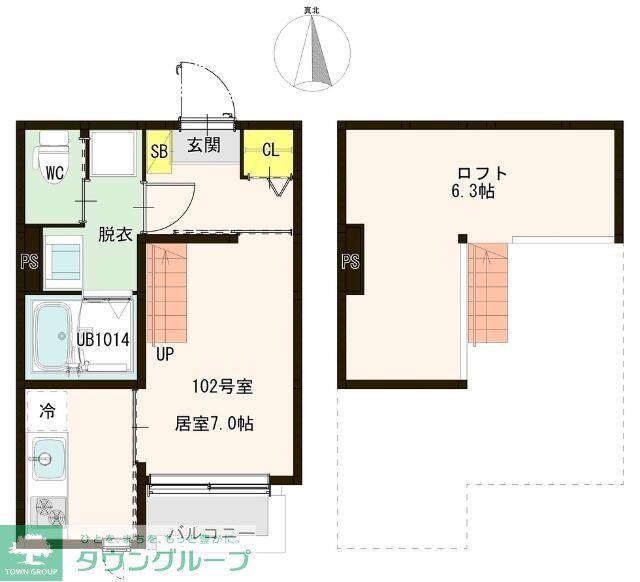 GOLAI薬師堂(1K/1階)の間取り写真