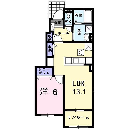 シェーンハイムIII(1LDK/1階)の間取り写真