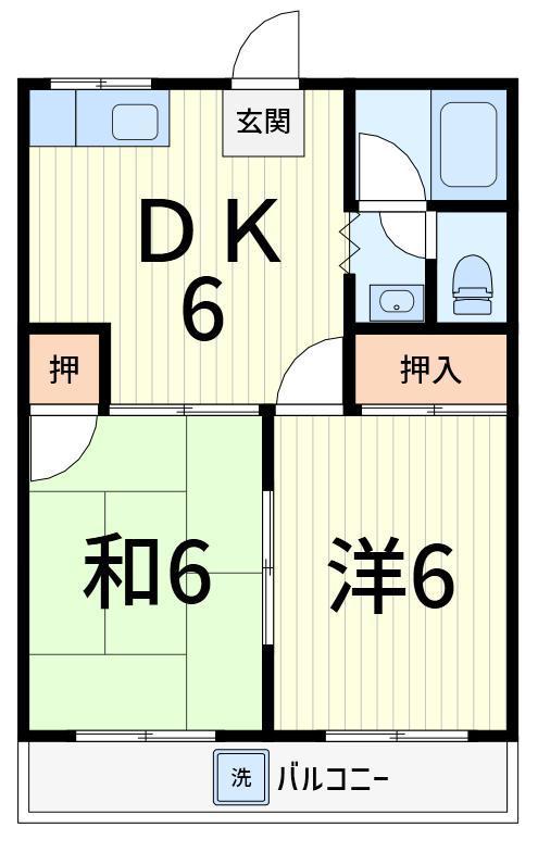 ハイム高城(2DK/1階)の間取り写真